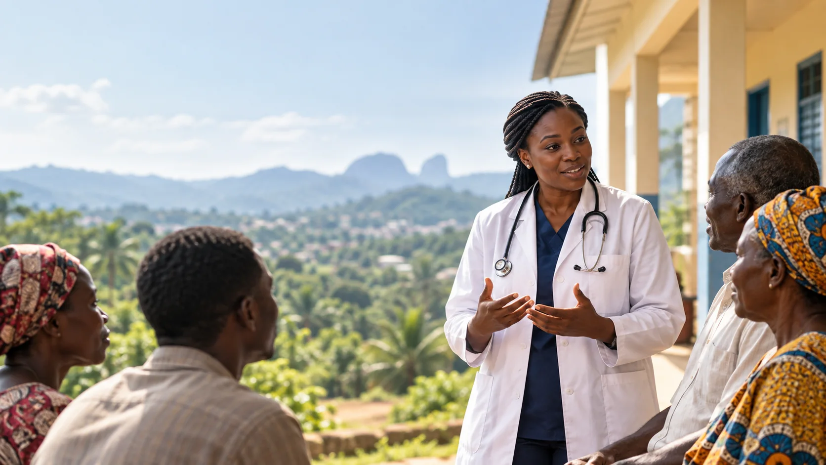 Médecin échangeant avec une communauté
